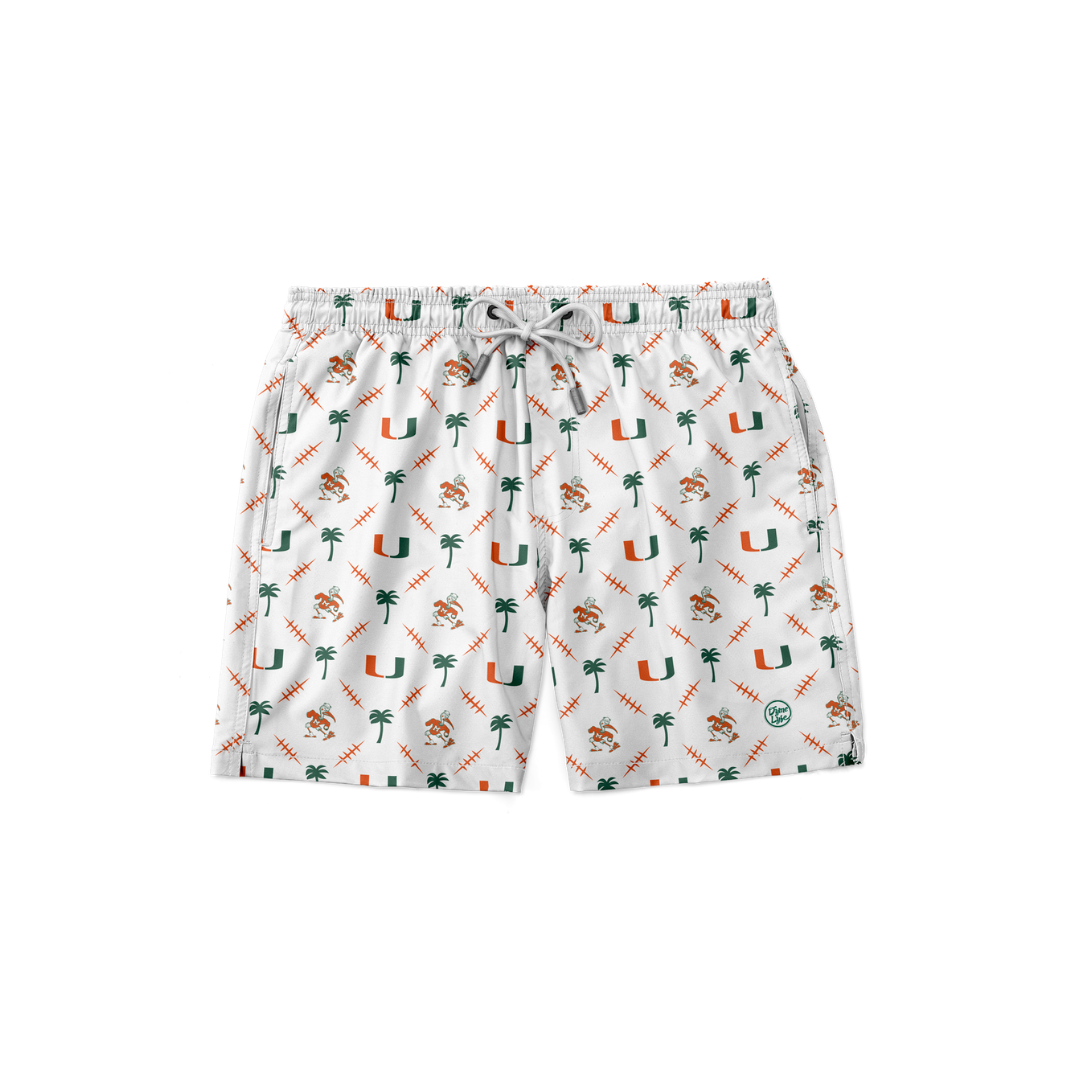 Miami Hurricanes Men's White Palm Set Trunks