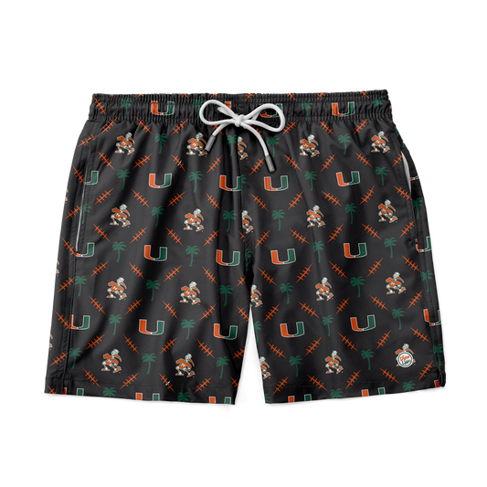 Miami Hurricanes Men’s Black Palm Set Trunks